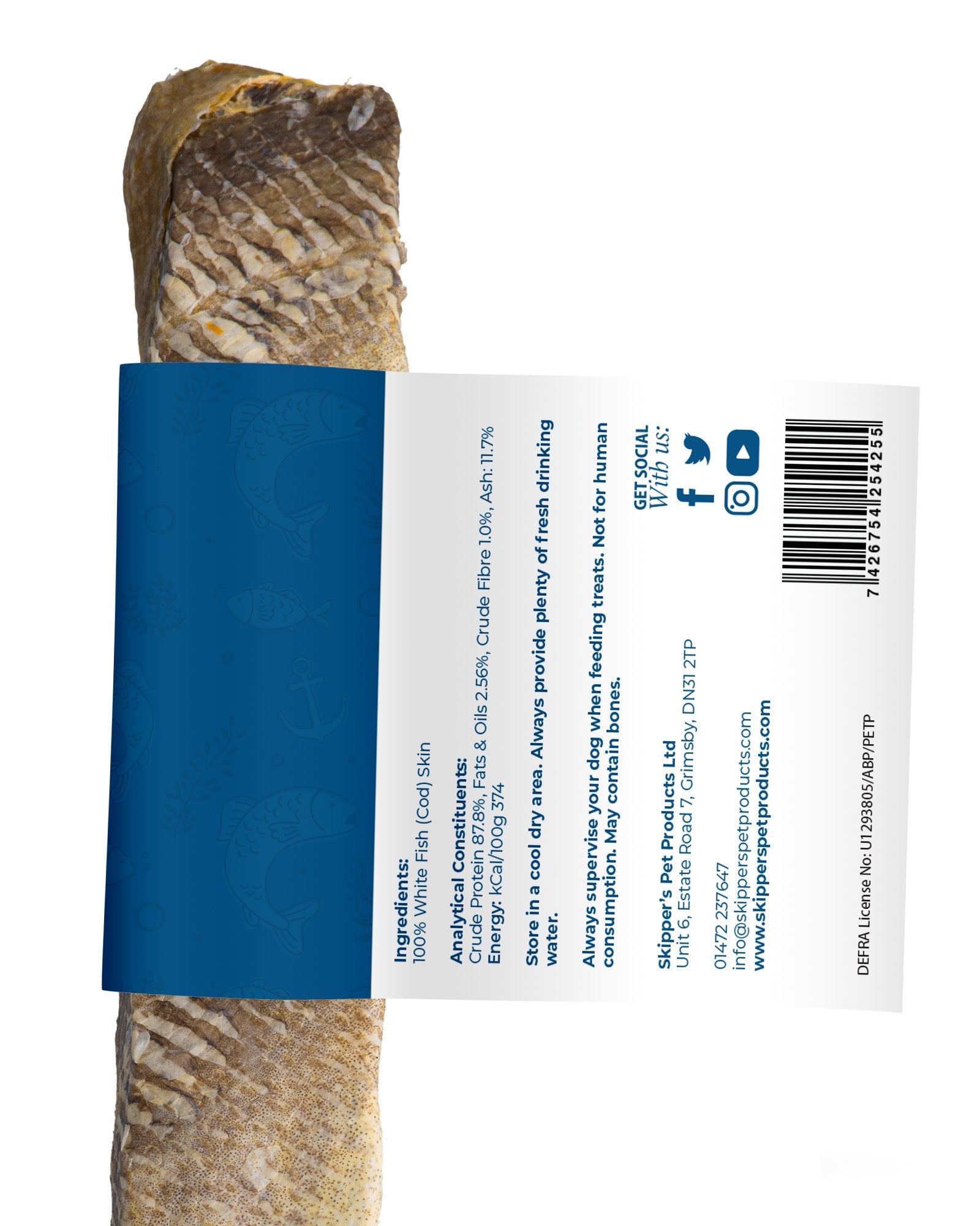 Jumbo Jerky Toothbrush - 100% Cod - Skipper's Pet Products