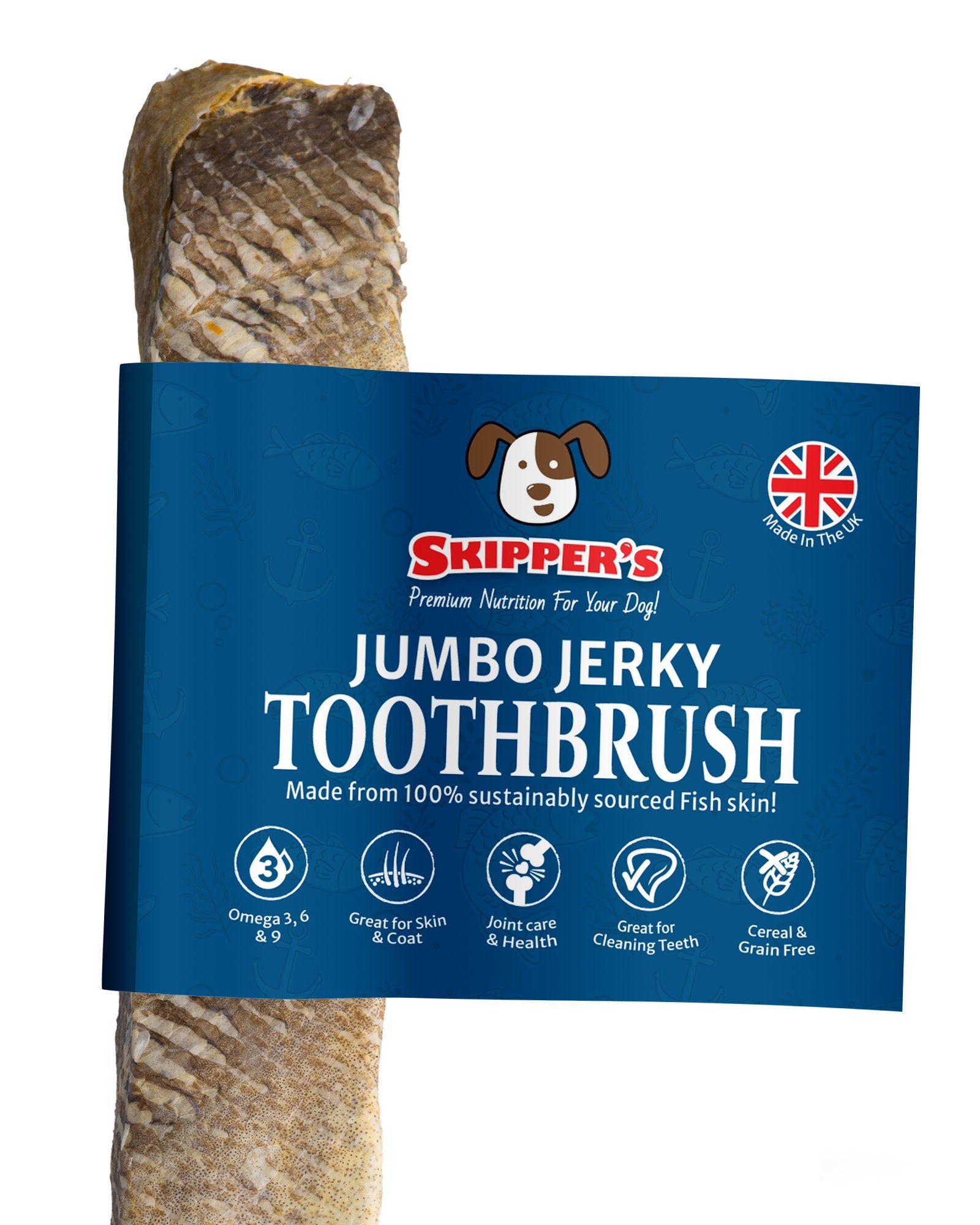 Jumbo Jerky Toothbrush - 100% Cod - Skipper's Pet Products