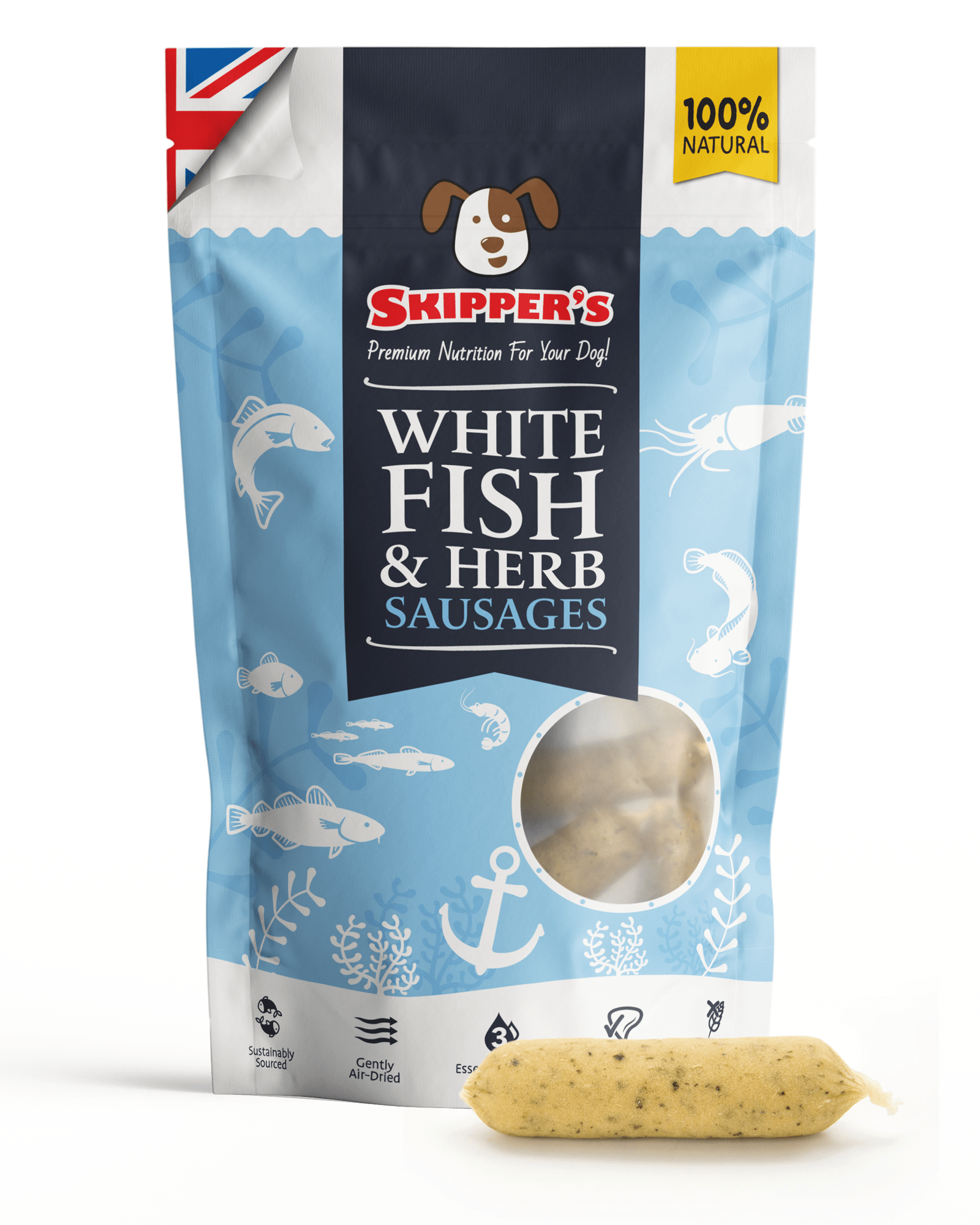 Whitefish & Herb Sausages - Skipper's Pet Products