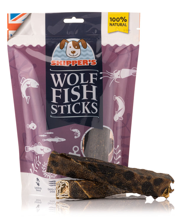 Wolf Fish Stick Fish Skin Natural Dried Dog Treat Long Lasting Chew Resealable Value Pack