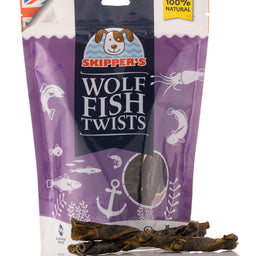 Wolf Fish Twists Fish Skin Natural Dried Dog Treats Value Resealable Pack