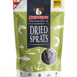 Skipper's dried sprats for dogs packaging on a white background