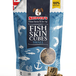 Package of Skipper's Fish Skin Cubes for dogs on a white background