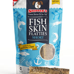 Skipper's Fish Skin Flatties Short dog treat packaging on a white background