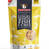 Skipper's Luxury White Fish Cubes packaging on a white background