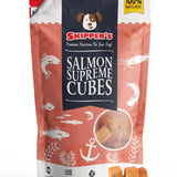Skipper's Salmon Supreme Cubes dog food package on a white background