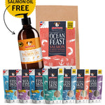 Essential Bundle | Ocean Feast Grain Free Dog Food + Dental Treats + FREE 500ml Salmon Oil - Skipper's Pet Products