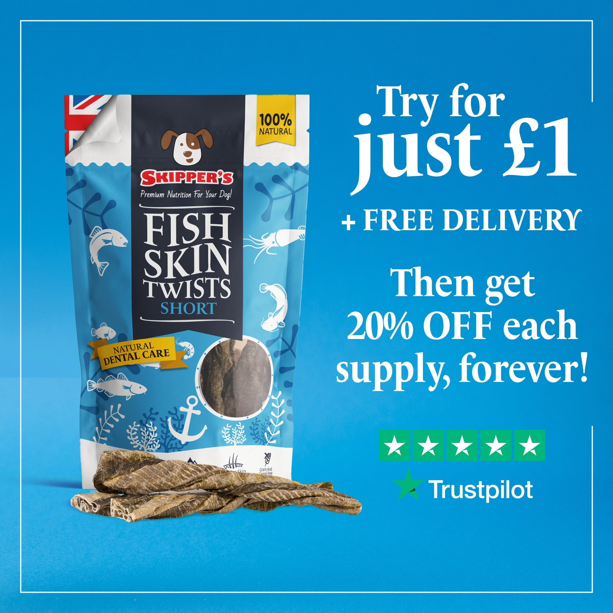 Fish Skin Twists - Try For £1 - Skipper's Pet Products