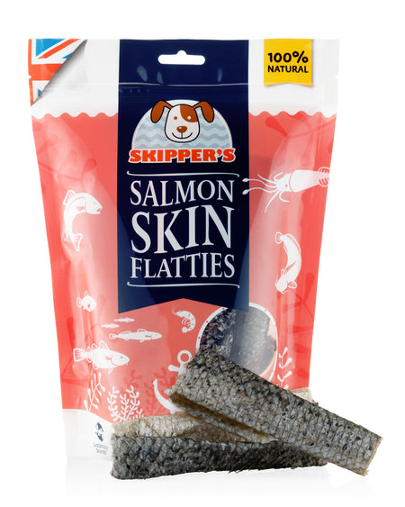 Salmon Skin Flatties Fish Skin Natural Dried Dog Treats Resealable Value Pack