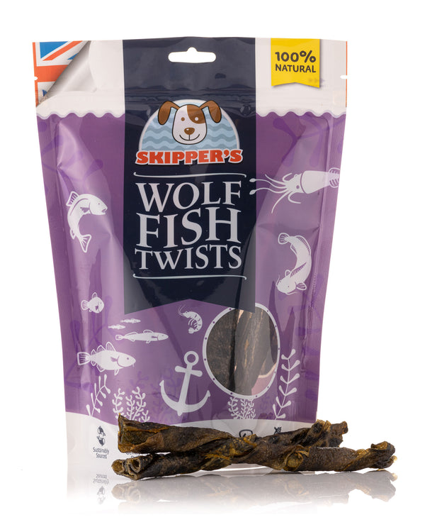 Wolf Fish Twists Fish Skin Natural Dried Dog Treats Value Resealable Pack